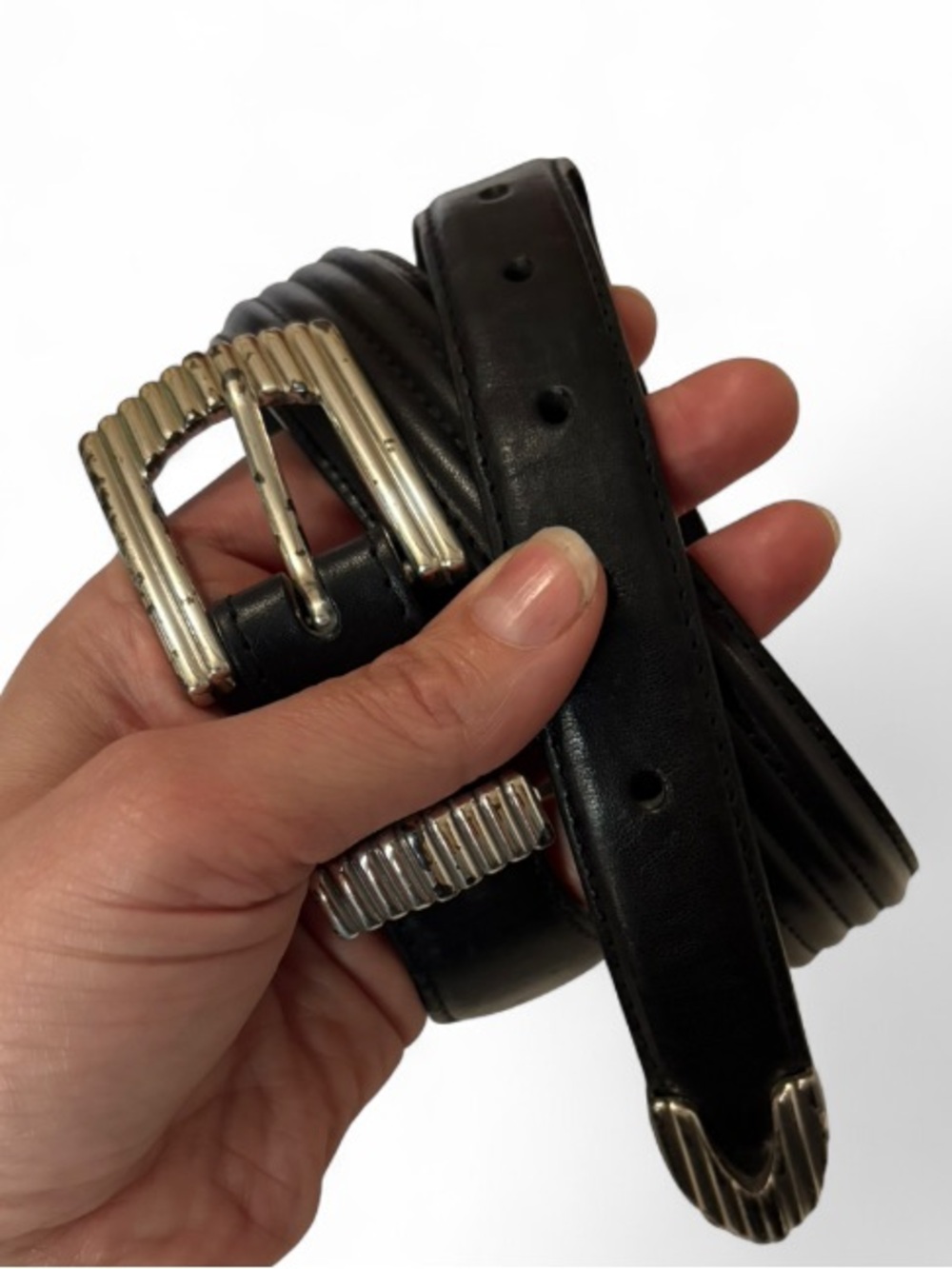 ONYX by Brighton Genuine Leather Western Belt with Silver-Tone Buckle and Tip